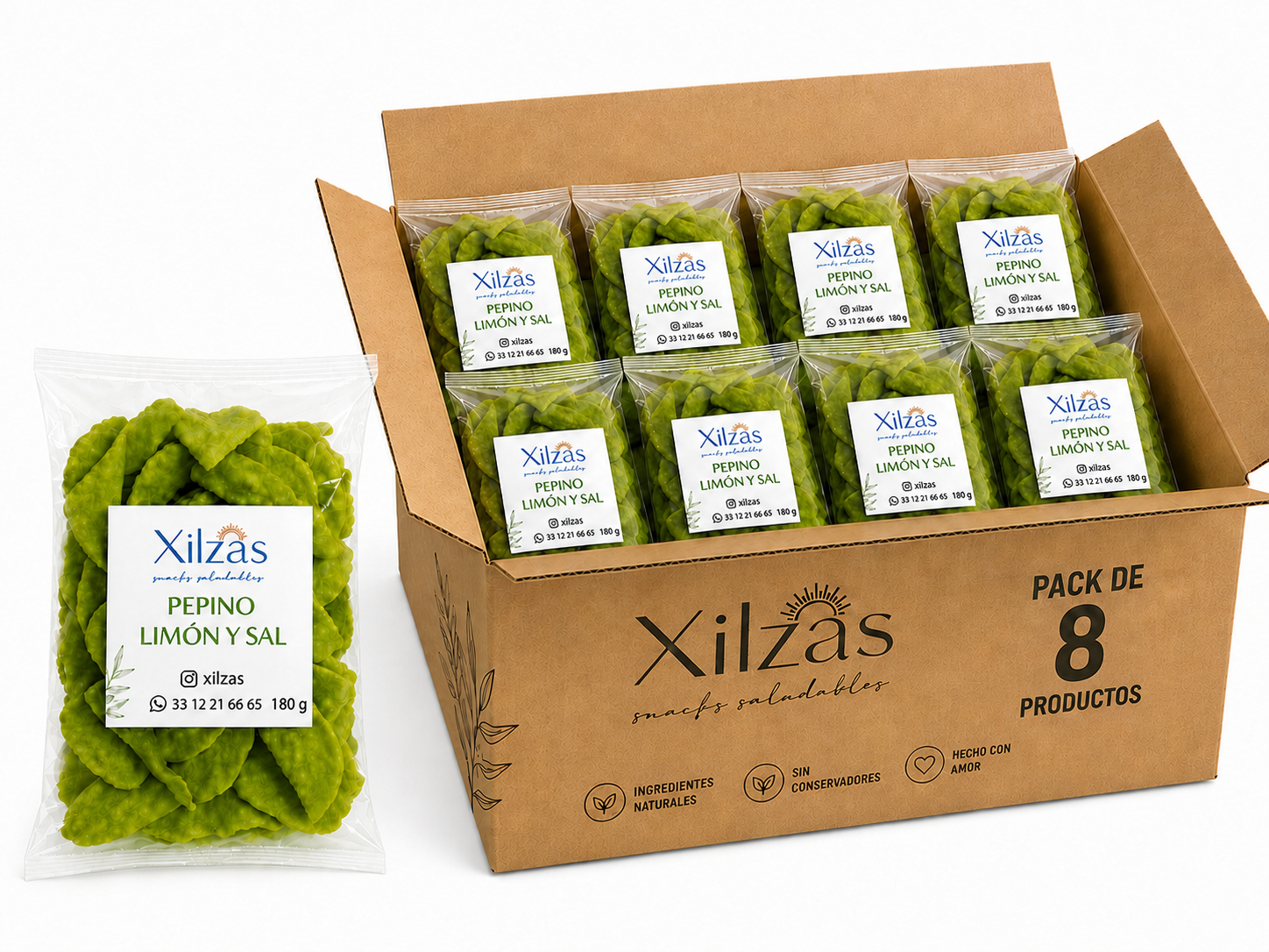 8 maxbox 180gr Pepino Limón y Sal